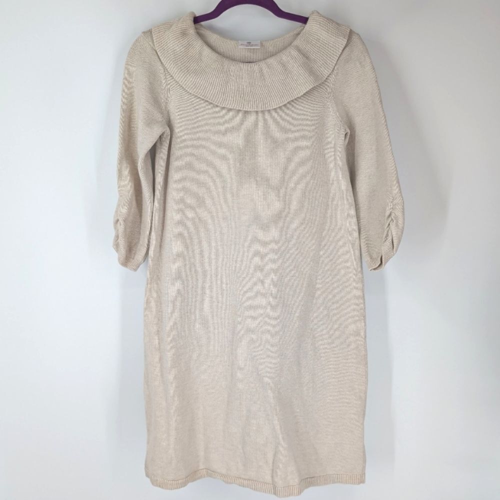 Hanna Andersson Light Tan Brown Cotton Silk Blend Girl's Sweater Dress 160 14/16